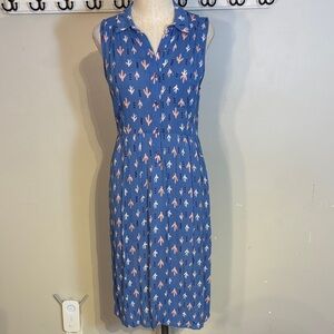 Monteau Blue Dress with Cactus Motif accents Size Medium